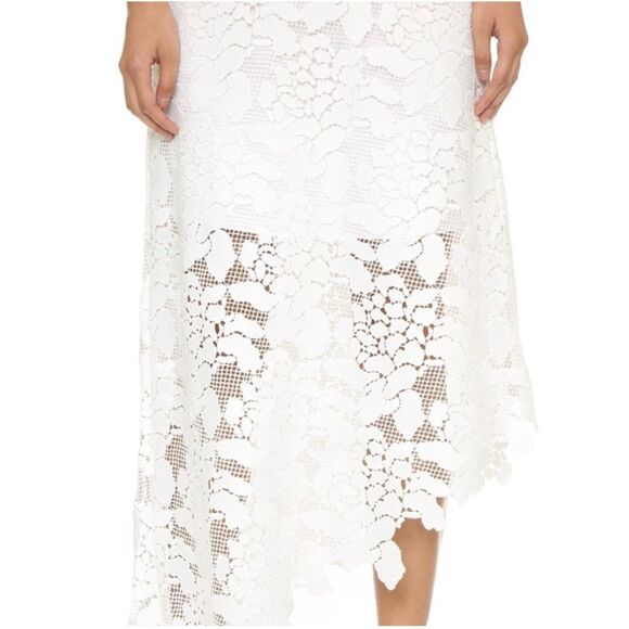 Tibi floral lace asymmetrical skirt in white - Picture 2 of 4